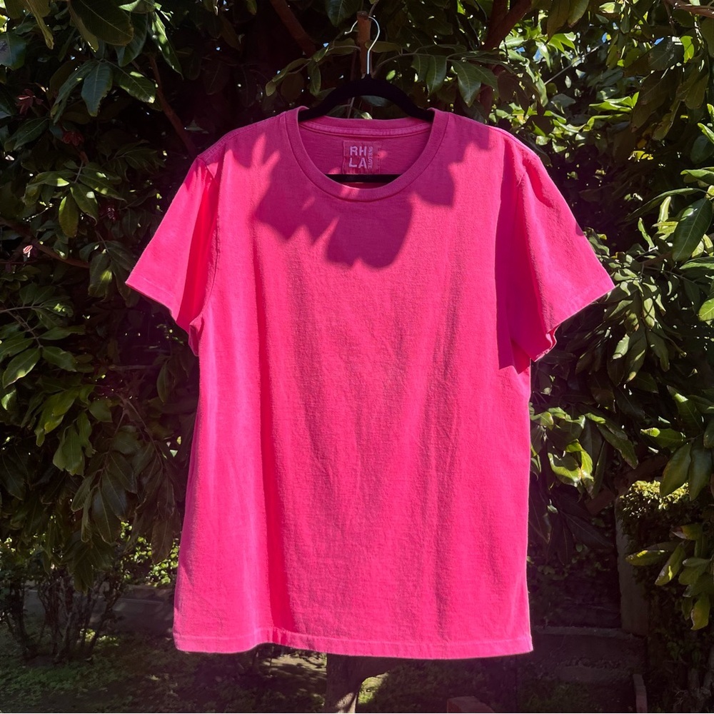 RHLA‎ RON HERMAN pink garment dye short sleeve crew neck knit tshirt